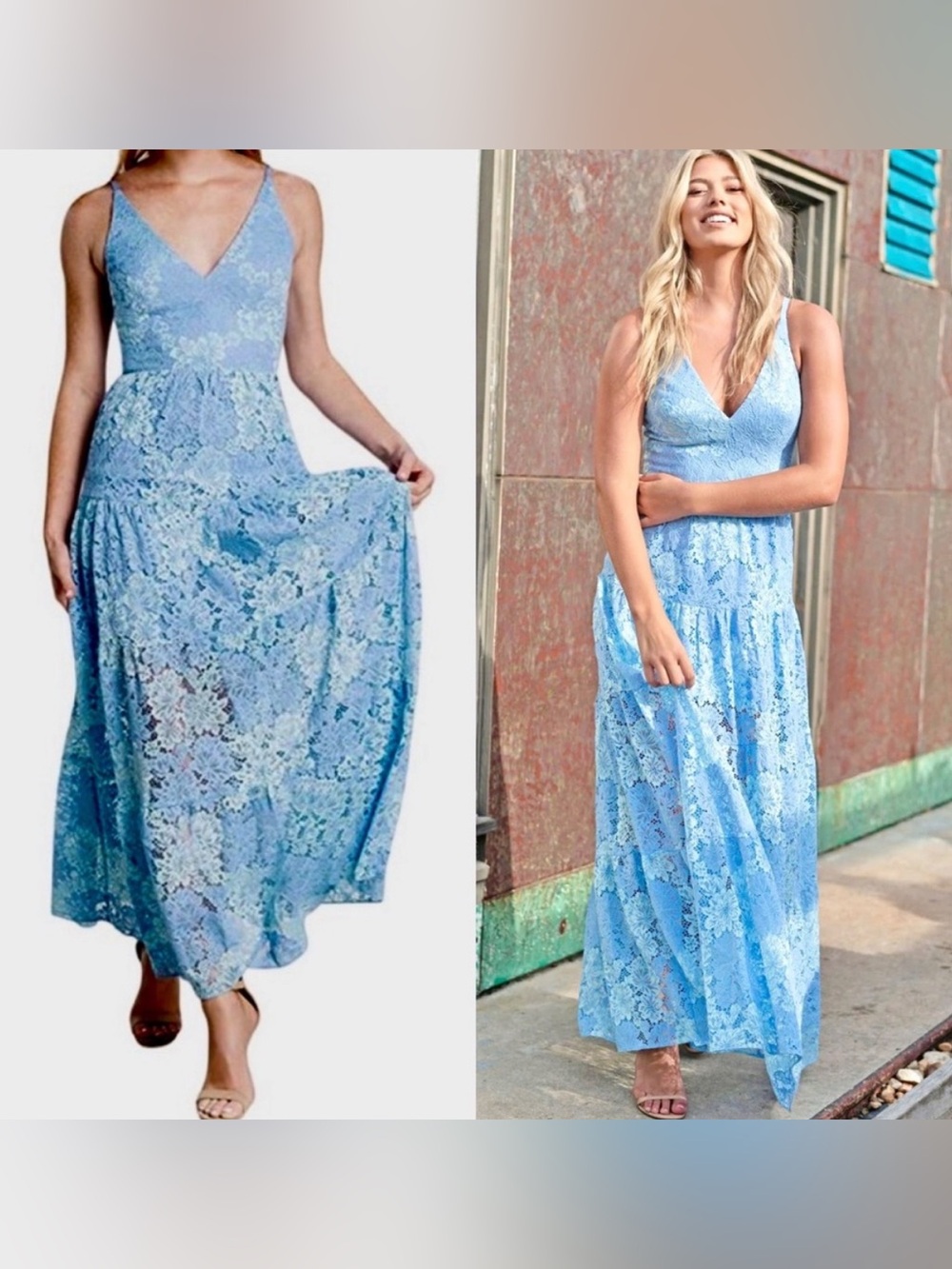 Dress the Population Light Blue Lace Maxi Dress